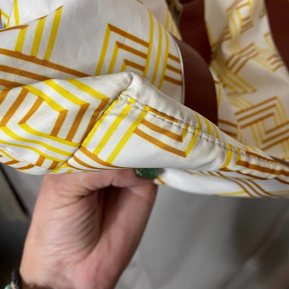 LeSportsac Yellow, White & Brown Nylon Hobo Bag With Faux Leather Trim, Rare - Picture 11 of 12